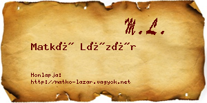Matkó Lázár névjegykártya